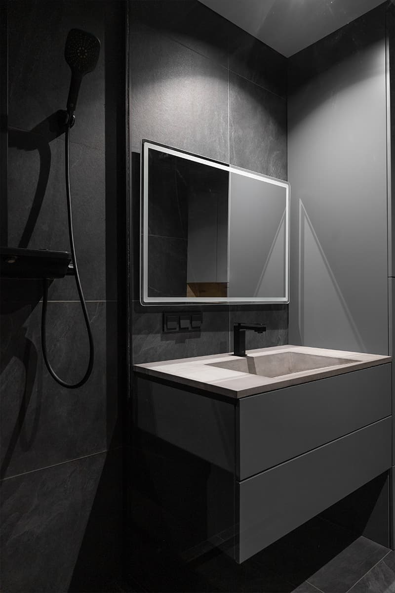 Графичный интерьер квартиры для молодого бизнесмена — проект Николая Дембовского