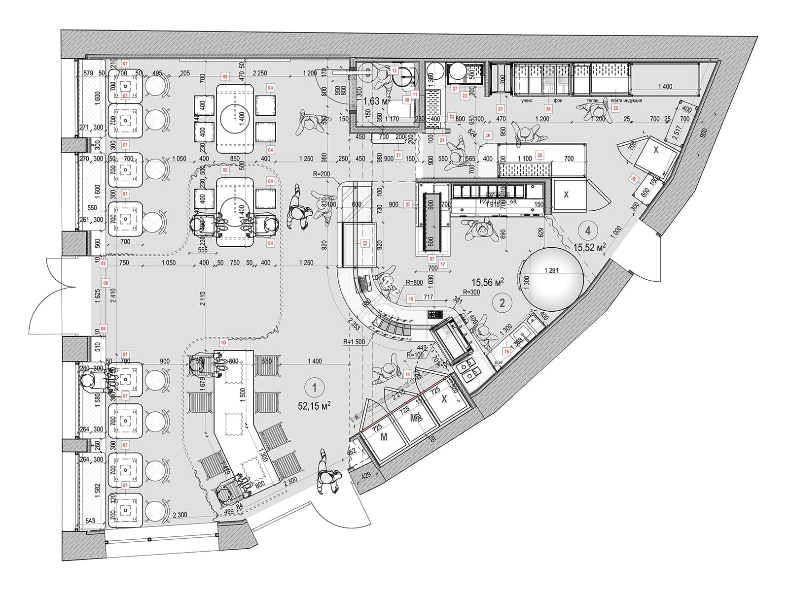 Текстильные перегородки и панорамные окна в интерьере кафе в Севастополе — проект Екатерины Саракула