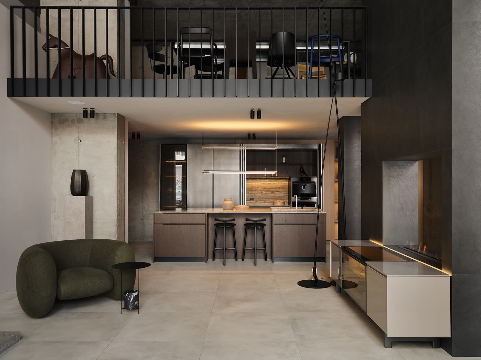 Землистые оттенки в интерьере мебельного шоурума — проект QUADRUM Studio