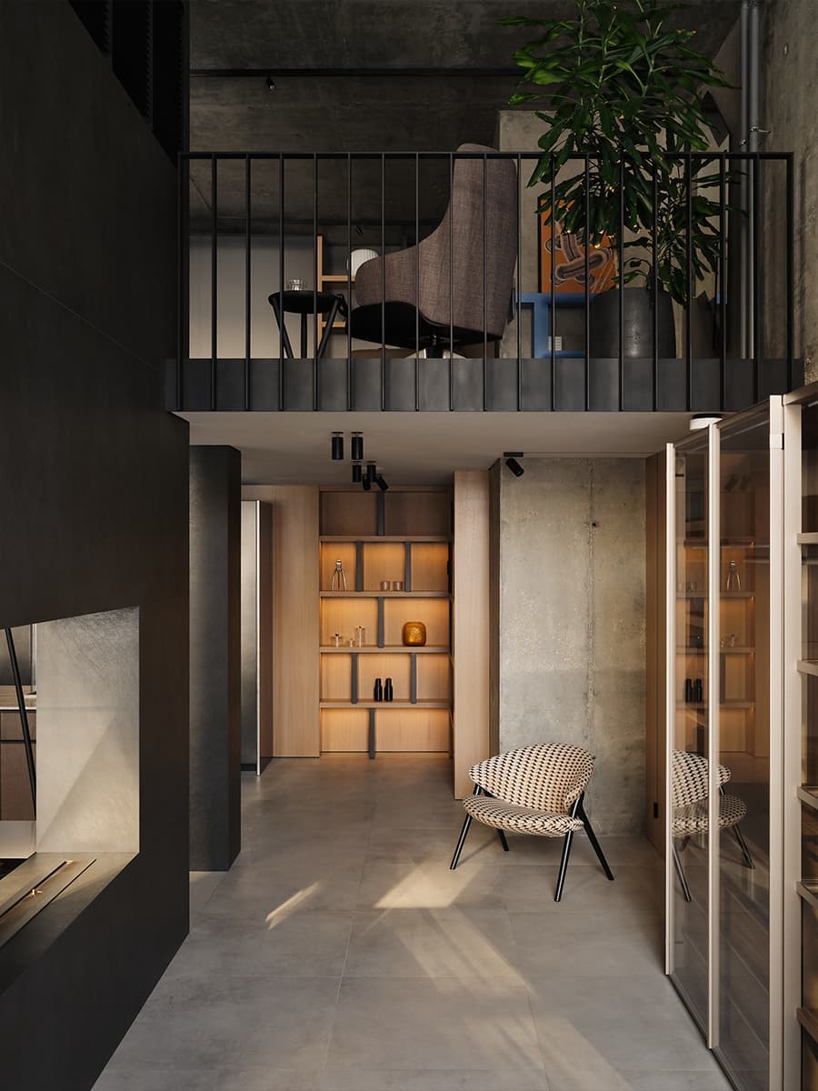 Землистые оттенки в интерьере мебельного шоурума — проект QUADRUM Studio