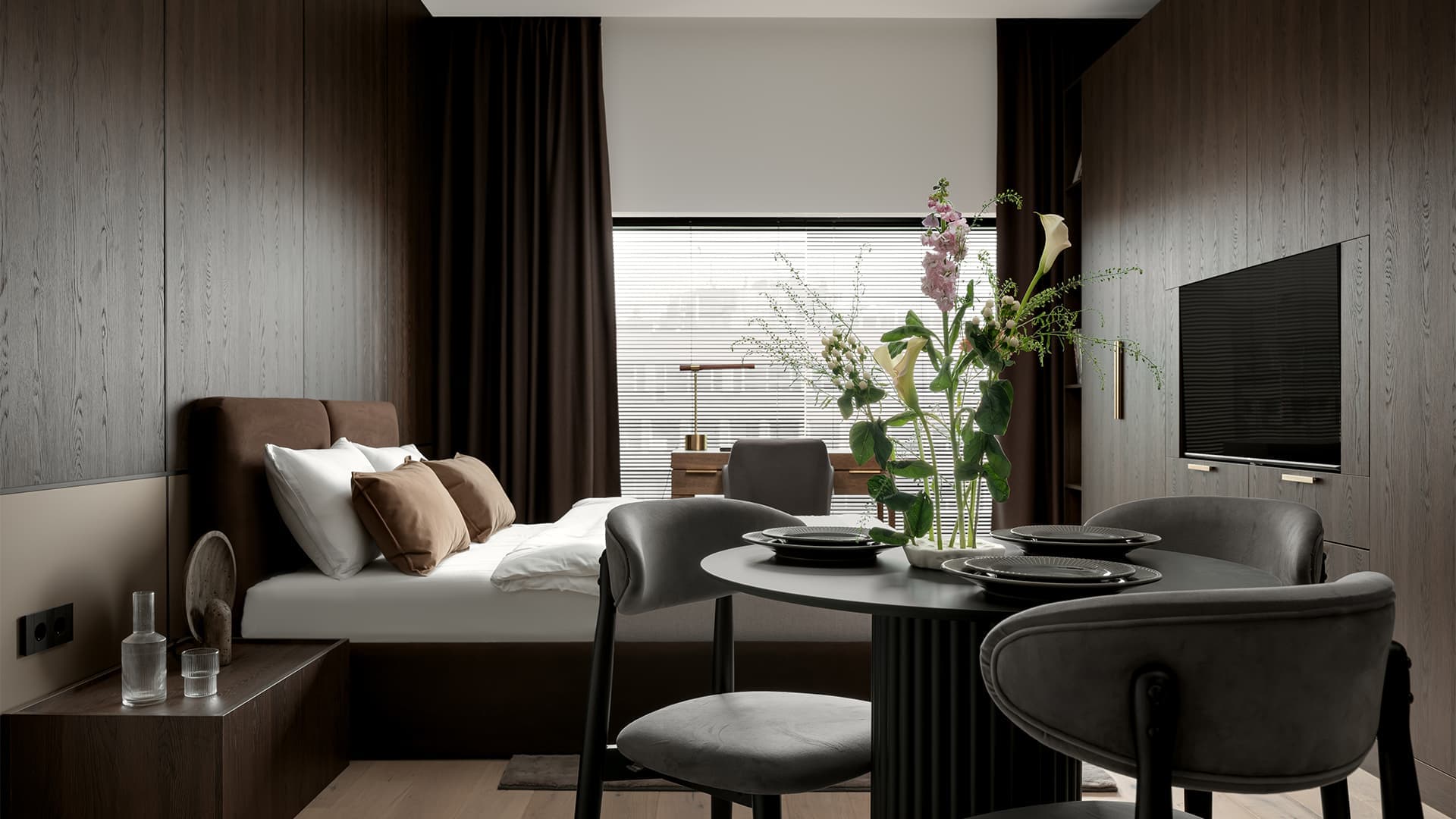 Обволакивающий интерьер квартиры-студии в Москве — проект Yuloo Studio