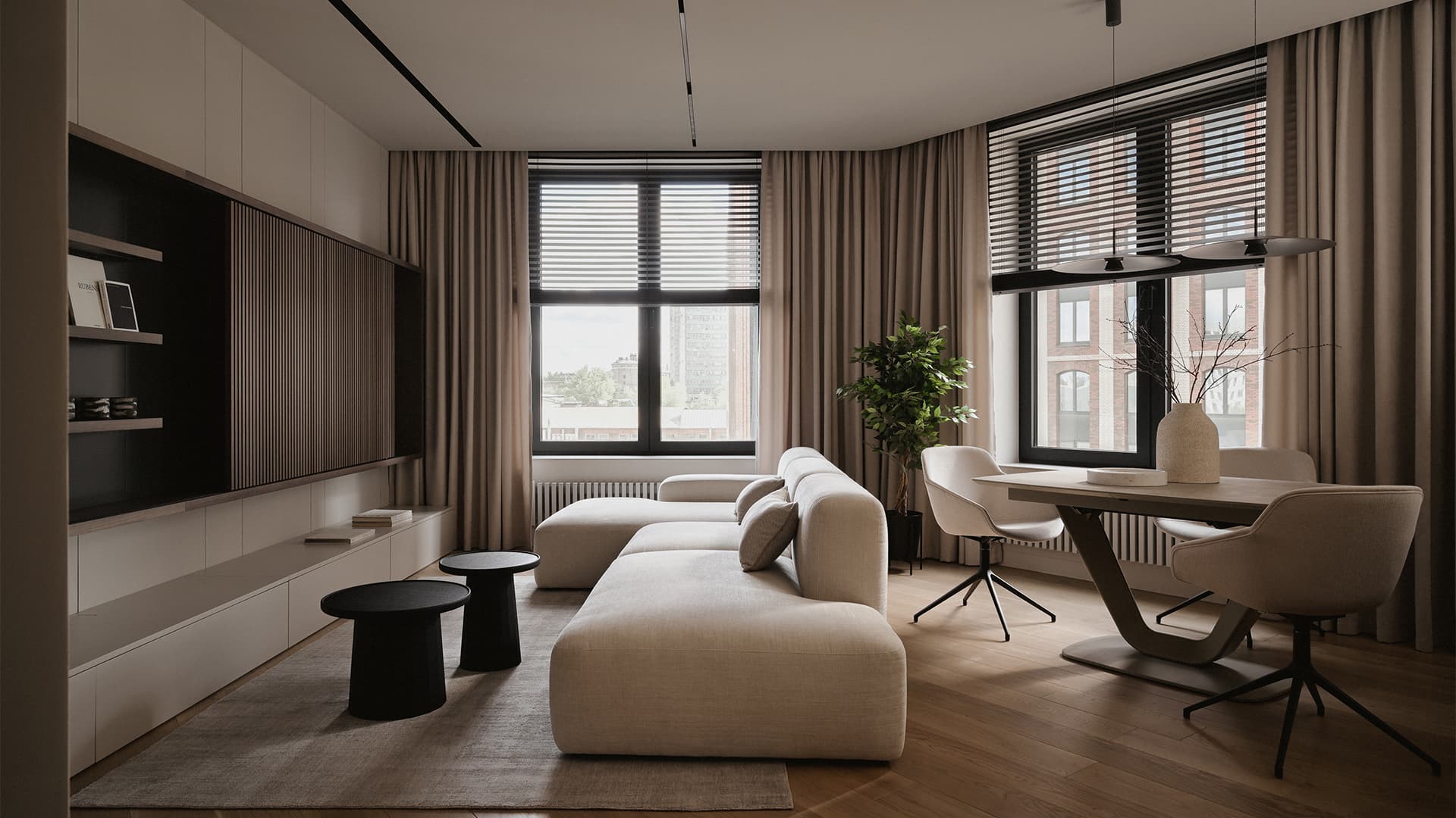 Современная геометрия и природные текстуры в интерьере семейной квартиры — проект студии A&ES