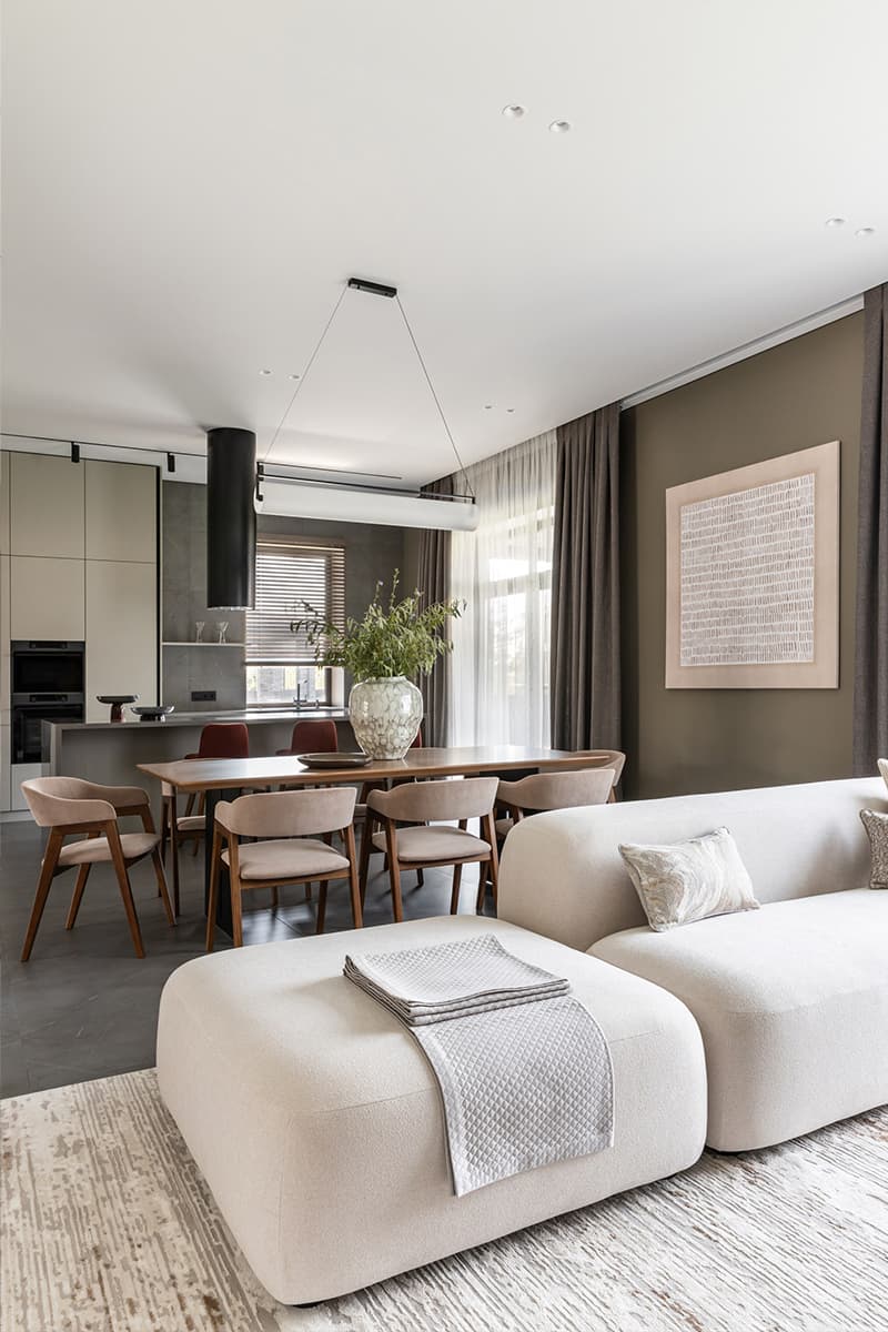 Сдержанный интерьер загородного дома на продажу — проект Buro2D