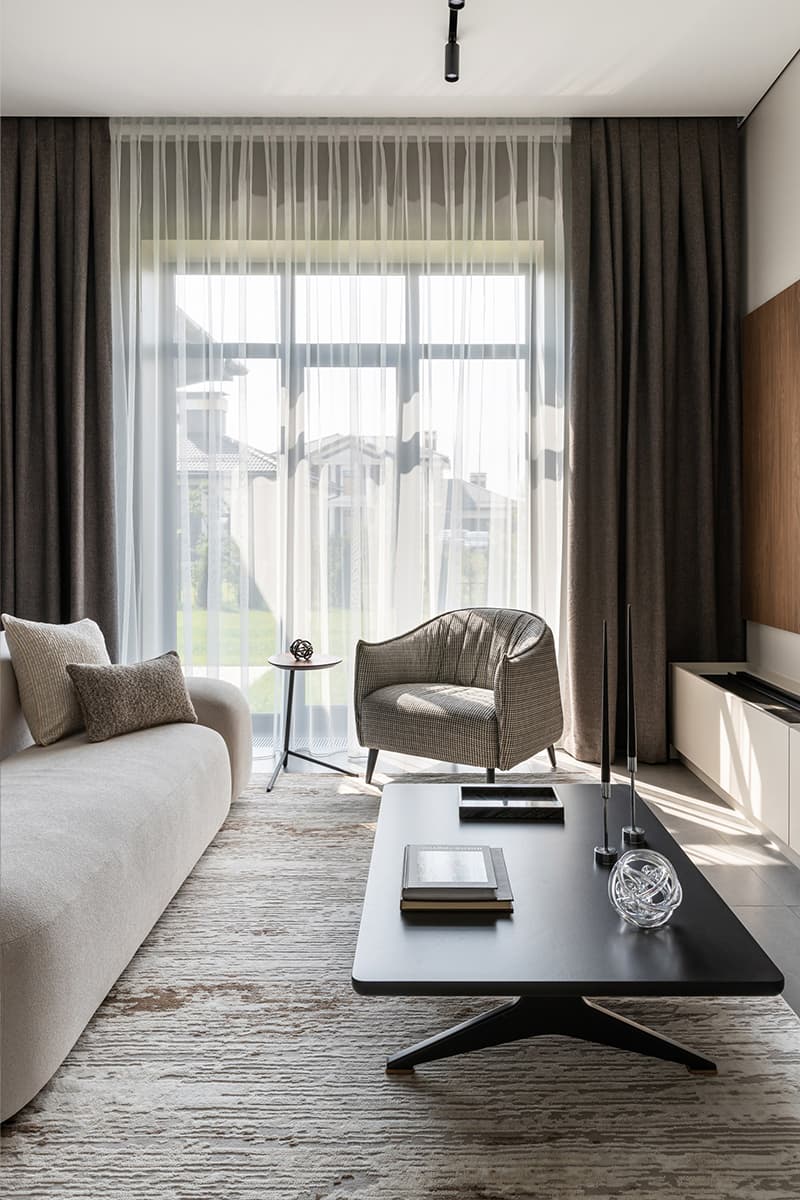 Сдержанный интерьер загородного дома на продажу — проект Buro2D