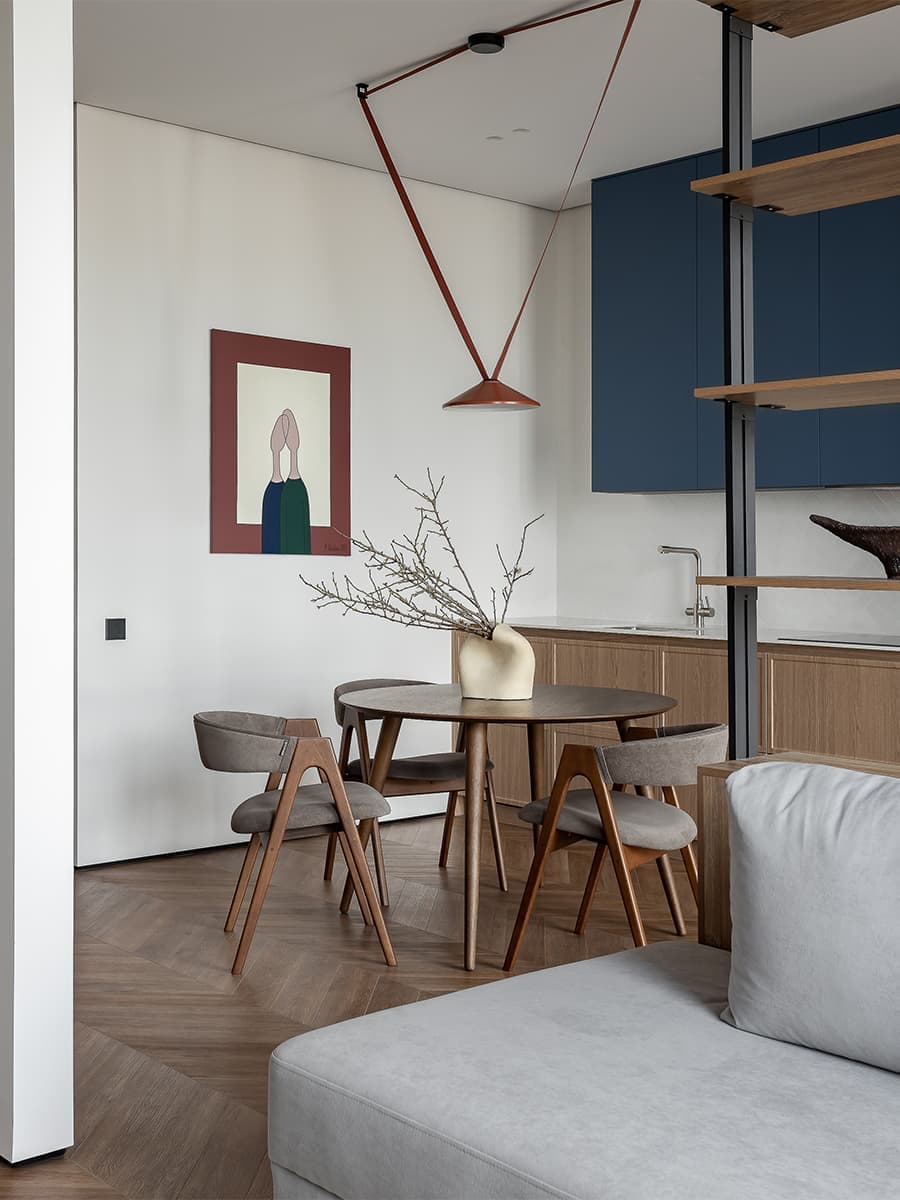 Повторяющиеся узоры и линии в интерьере квартиры для сдачи в аренду — проект Анны Лагутиной