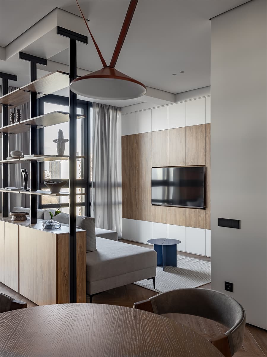 Повторяющиеся узоры и линии в интерьере квартиры для сдачи в аренду — проект Анны Лагутиной