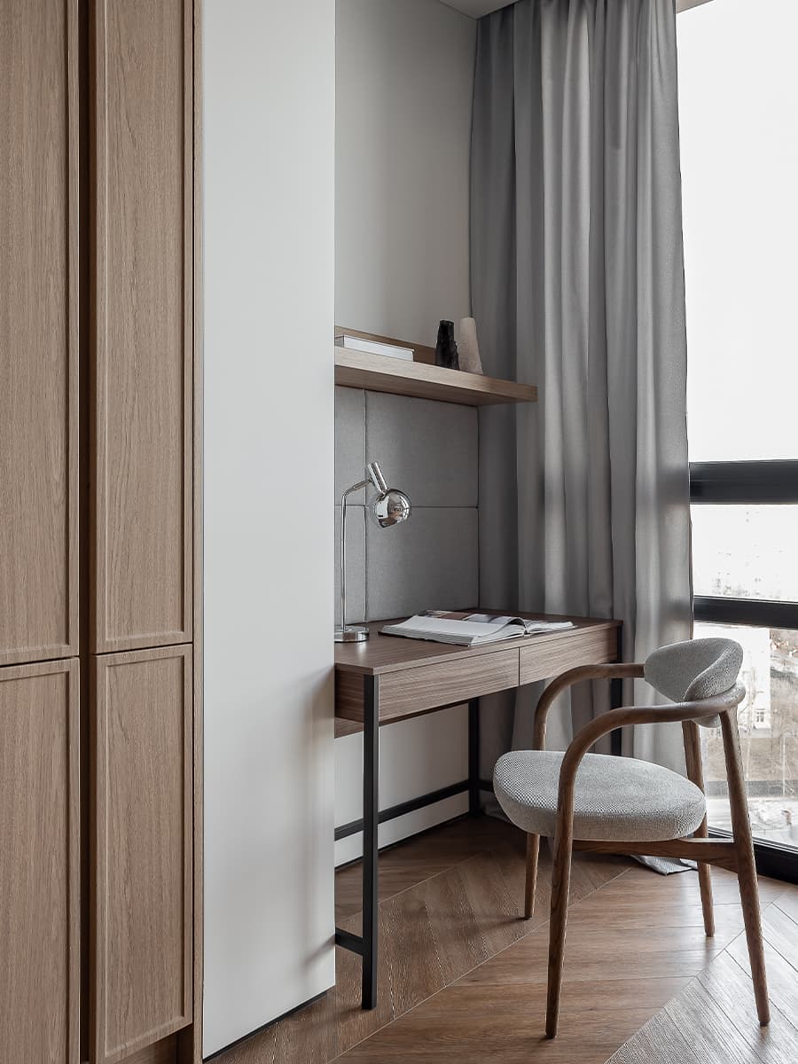 Повторяющиеся узоры и линии в интерьере квартиры для сдачи в аренду — проект Анны Лагутиной