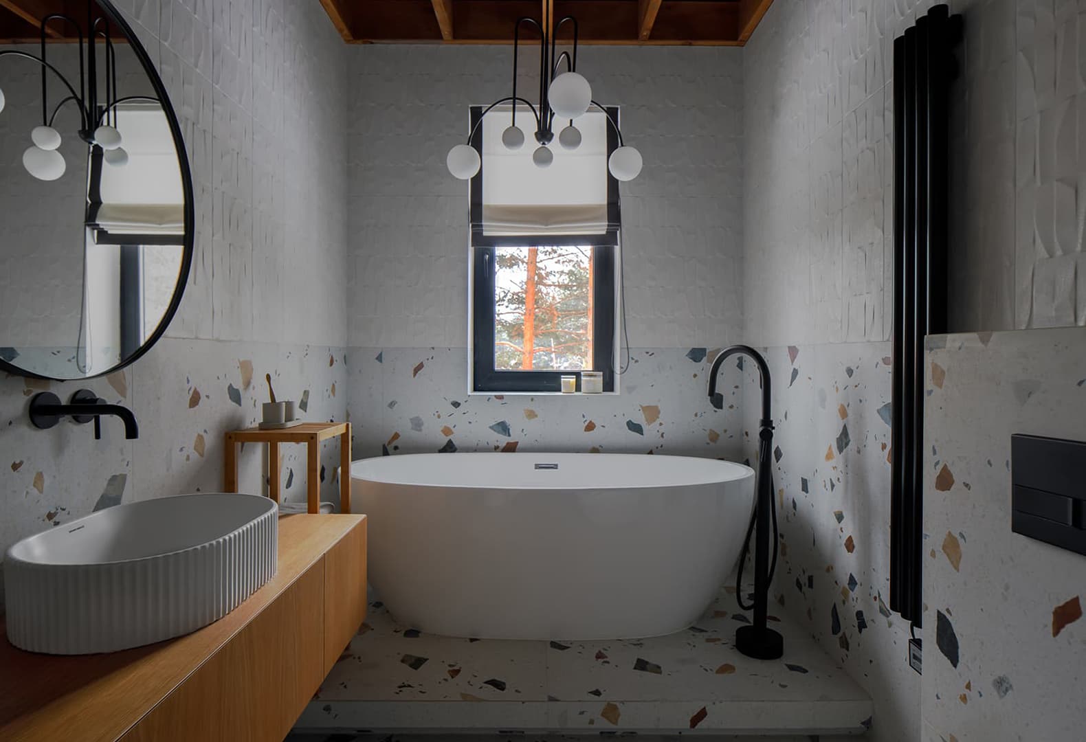 Интерьеры квартир с эффектной плиткой терраццо