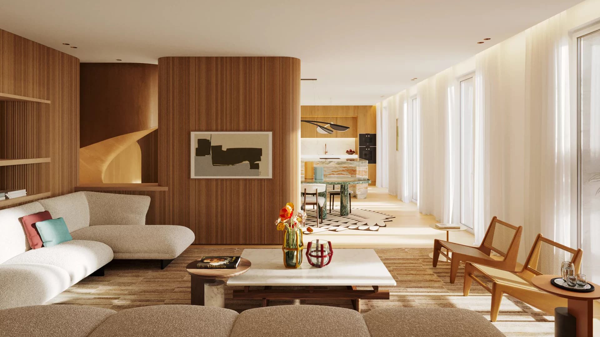 Диалог благородных материалов в интерьере клубного дома — проект Патрисии Уркиолы