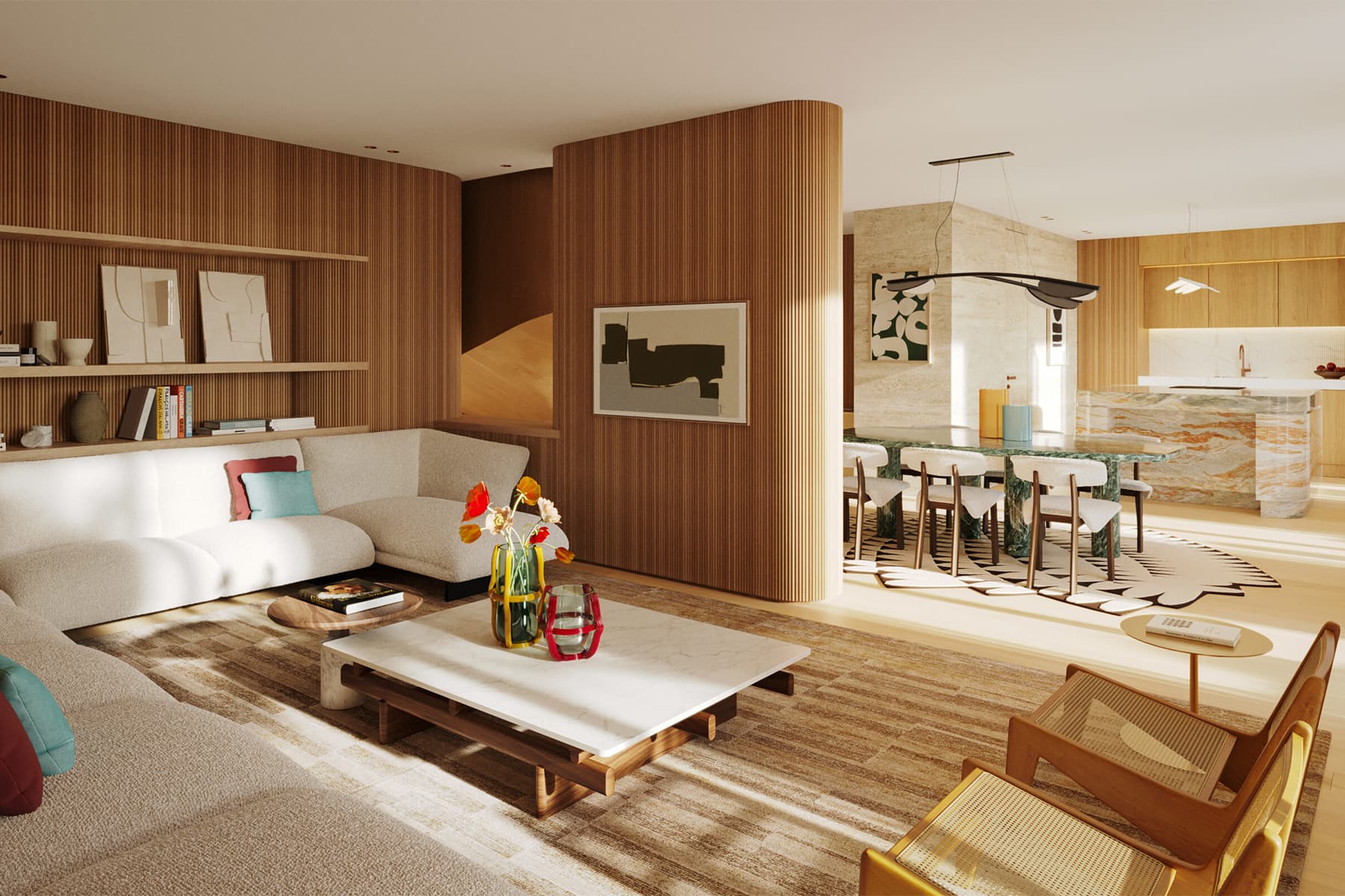 Диалог благородных материалов в интерьере клубного дома — проект Патрисии Уркиолы