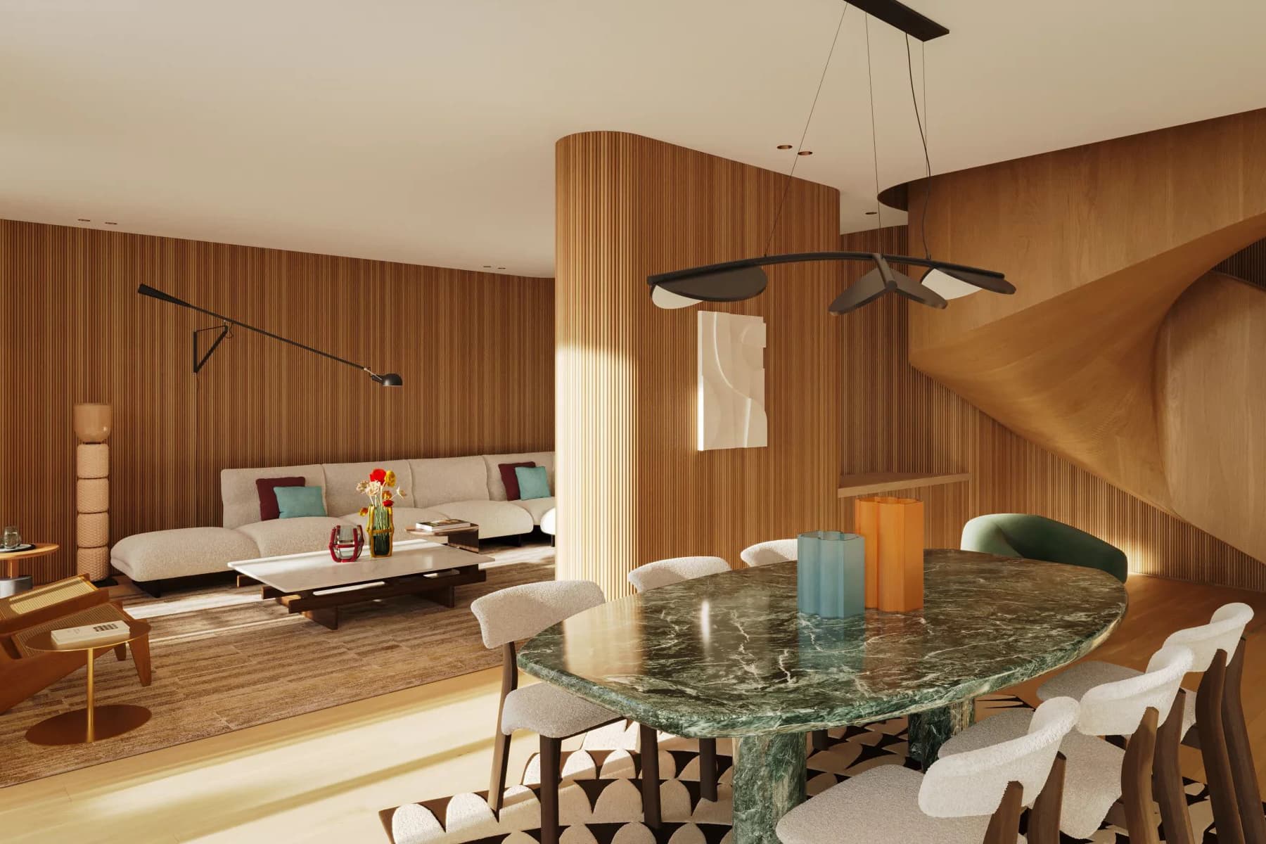 Диалог благородных материалов в интерьере клубного дома — проект Патрисии Уркиолы