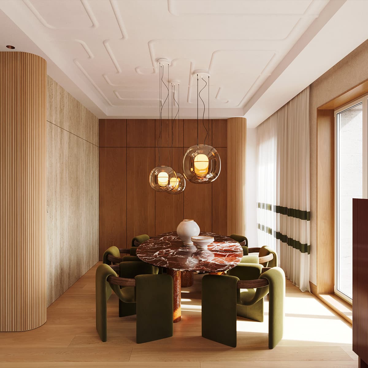 Диалог благородных материалов в интерьере клубного дома — проект Патрисии Уркиолы