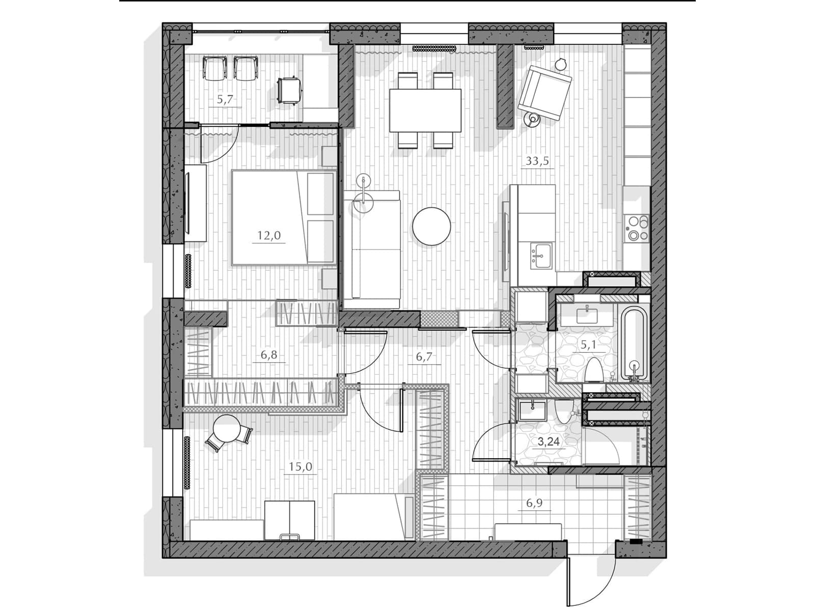 Обволакивающий интерьер квартиры для семьи из Екатеринбурга — проект Полины Караванской