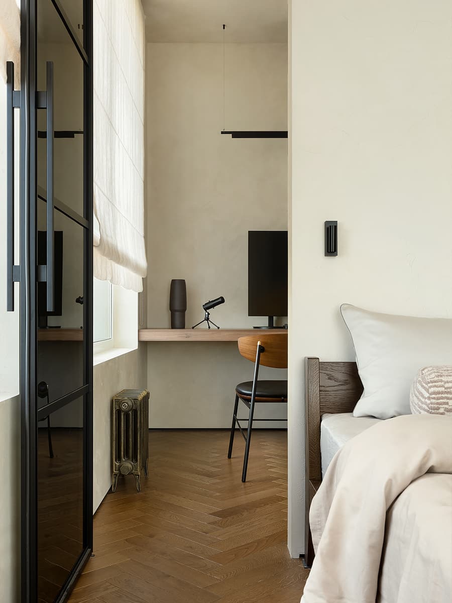 Кирпичная кладка и бетон в интерьере квартиры для молодой пары — проект Анастасии Петуховой