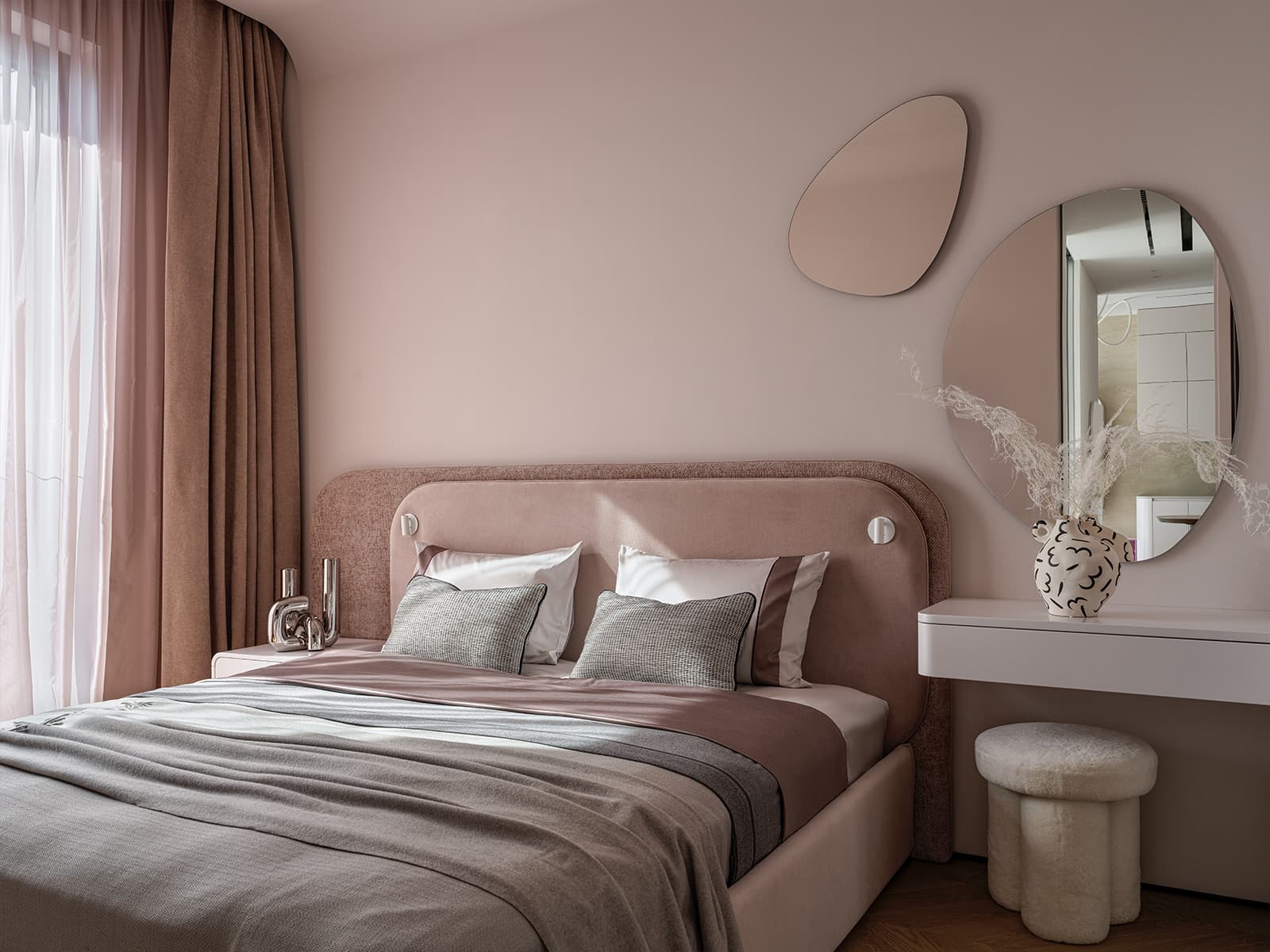 Мягкие тона и гибкие формы в интерьере для студентки — проект Kovalchuk Interior