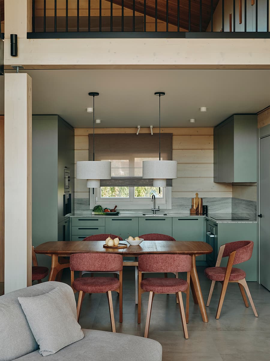 Современный интерьер дачи со скульптурной лестницей — проект VOLVES interiors