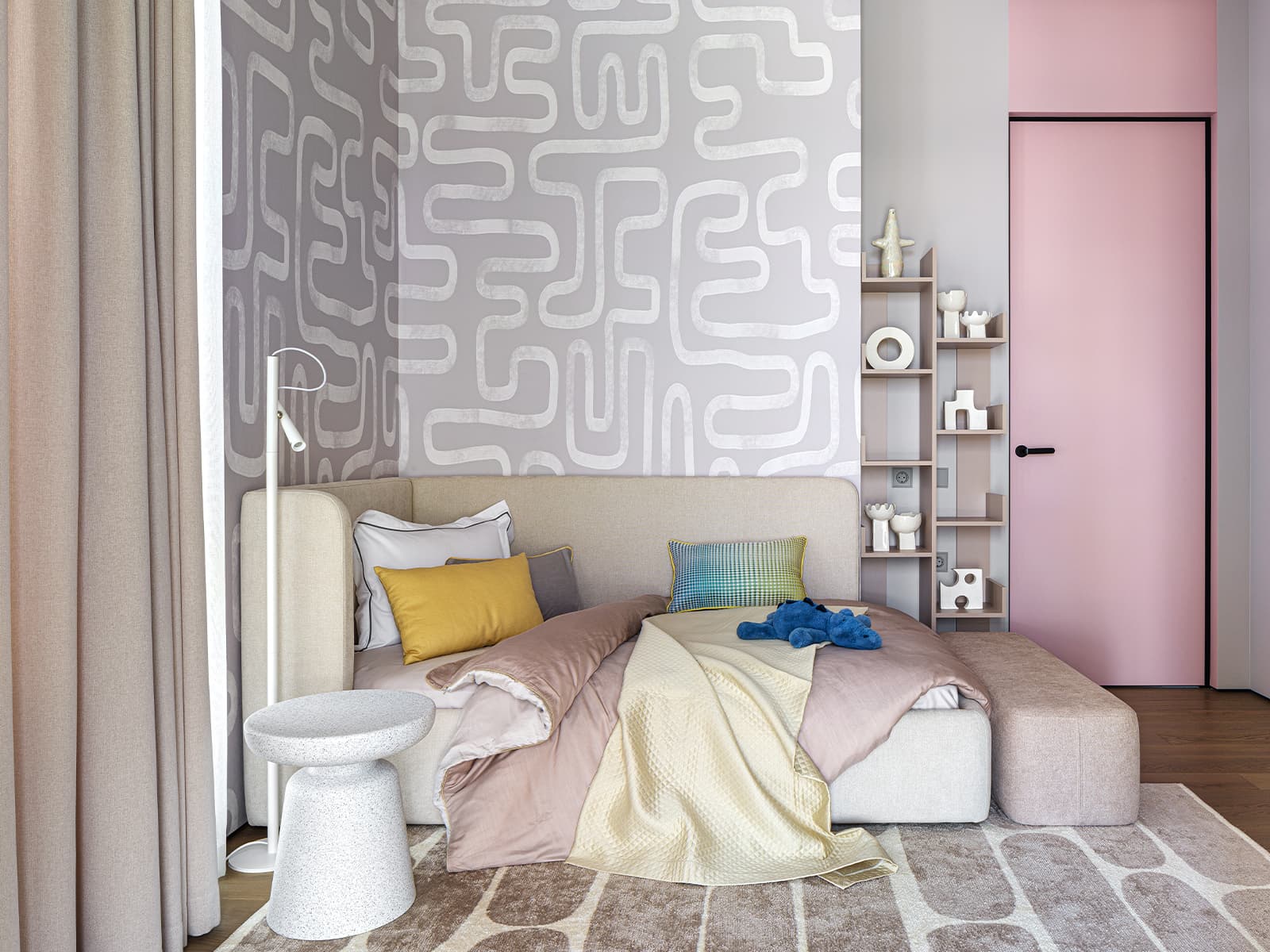 Нарядные оконные откосы в интерьере семейной квартиры — проект Ксении Степаненко