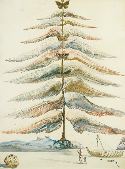 Первая открытка серии «Рождество», 1958. Сюрреализм Нового года: праздничные открытки Сальвадора Дали