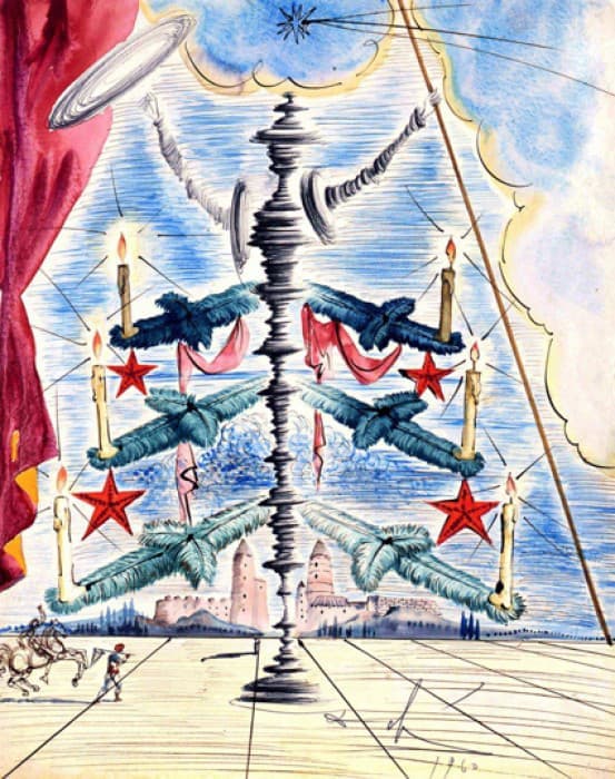Дон Кихот в представлении Сальвадора Дали, 1960. Сюрреализм Нового года: праздничные открытки Сальвадора Дали