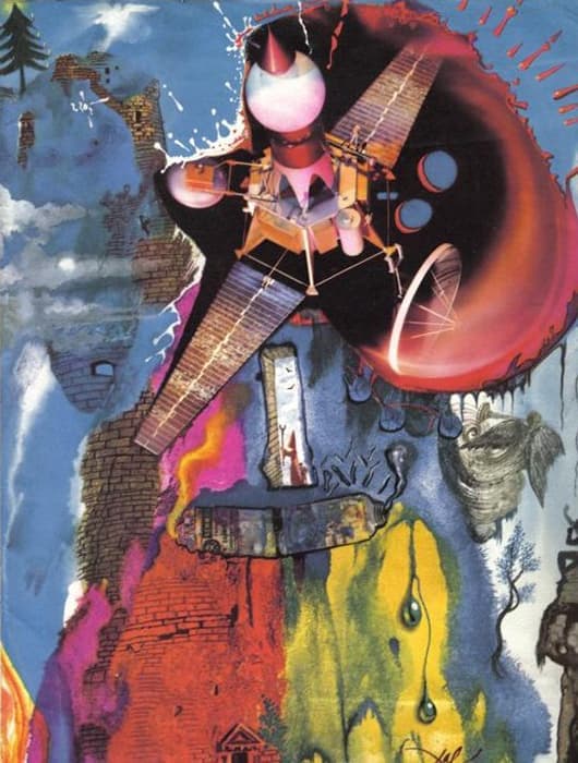 Открытка Сальвадора Дали, посвященная освоению космоса, 1962. Сюрреализм Нового года: праздничные открытки Сальвадора Дали