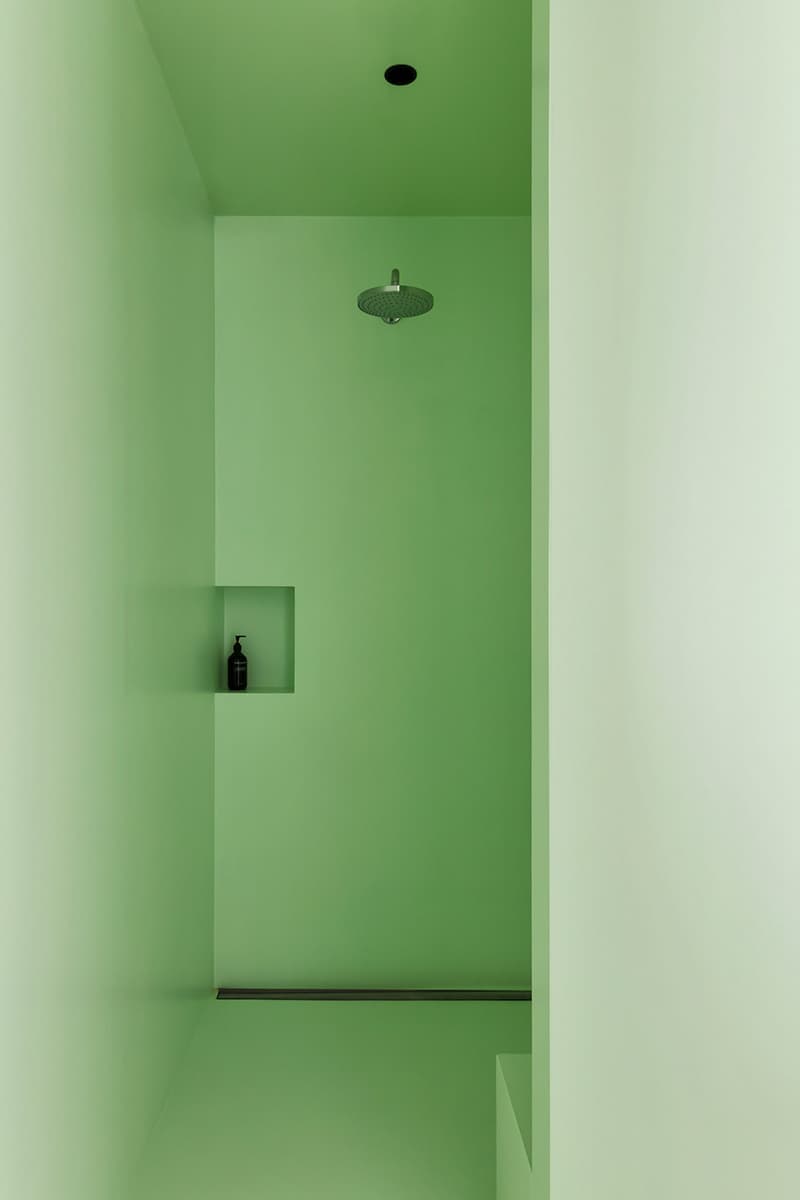 Зеленые стены и стальная ванна в квартире в Антверпене — проект Atelier Dialect