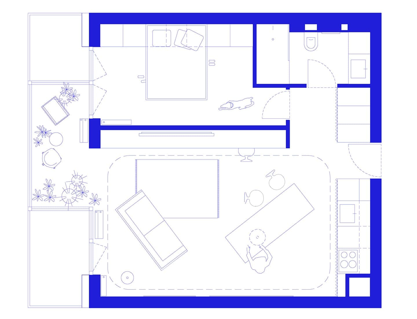 Маленькая квартира с подвижной мебелью в Любляне – проект Arhitektura d.o.o