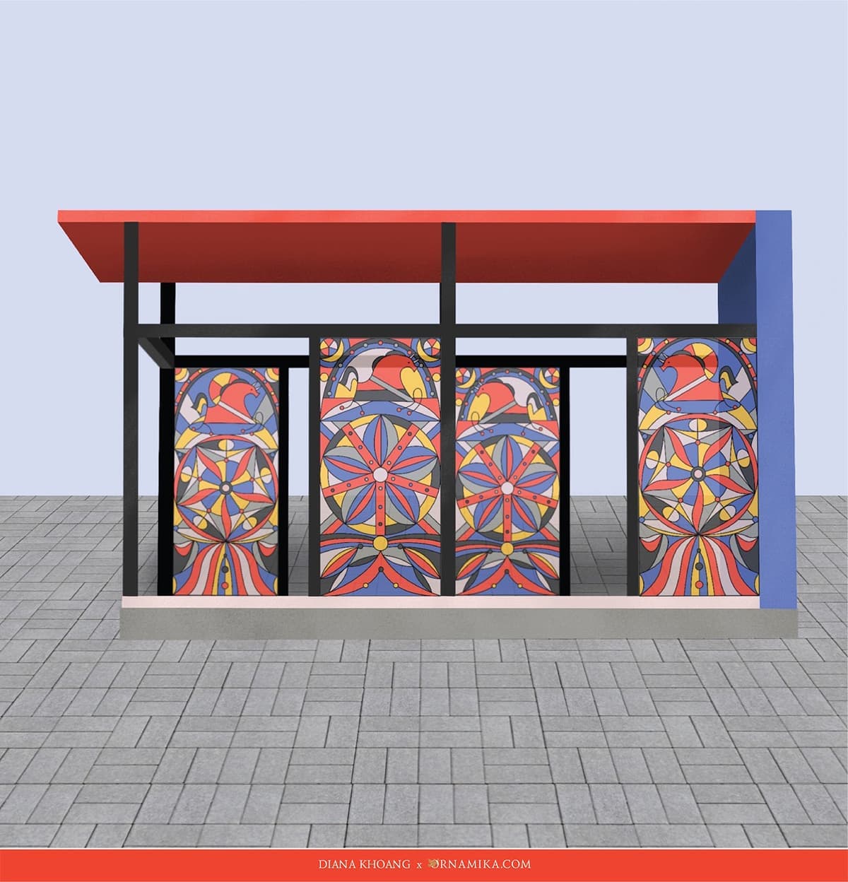 Цветное витражное остекление на основе линейного — «бесцветного» орнамента прошлого. Диана Хоанг