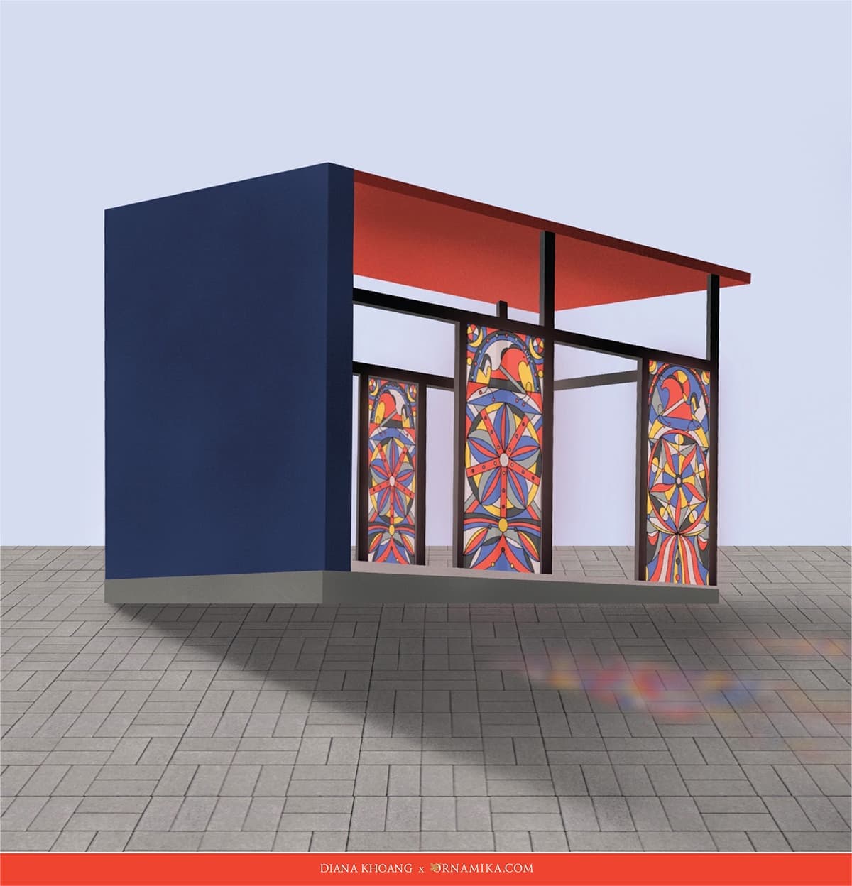 Цветное витражное остекление на основе линейного — «бесцветного» орнамента прошлого. Диана Хоанг