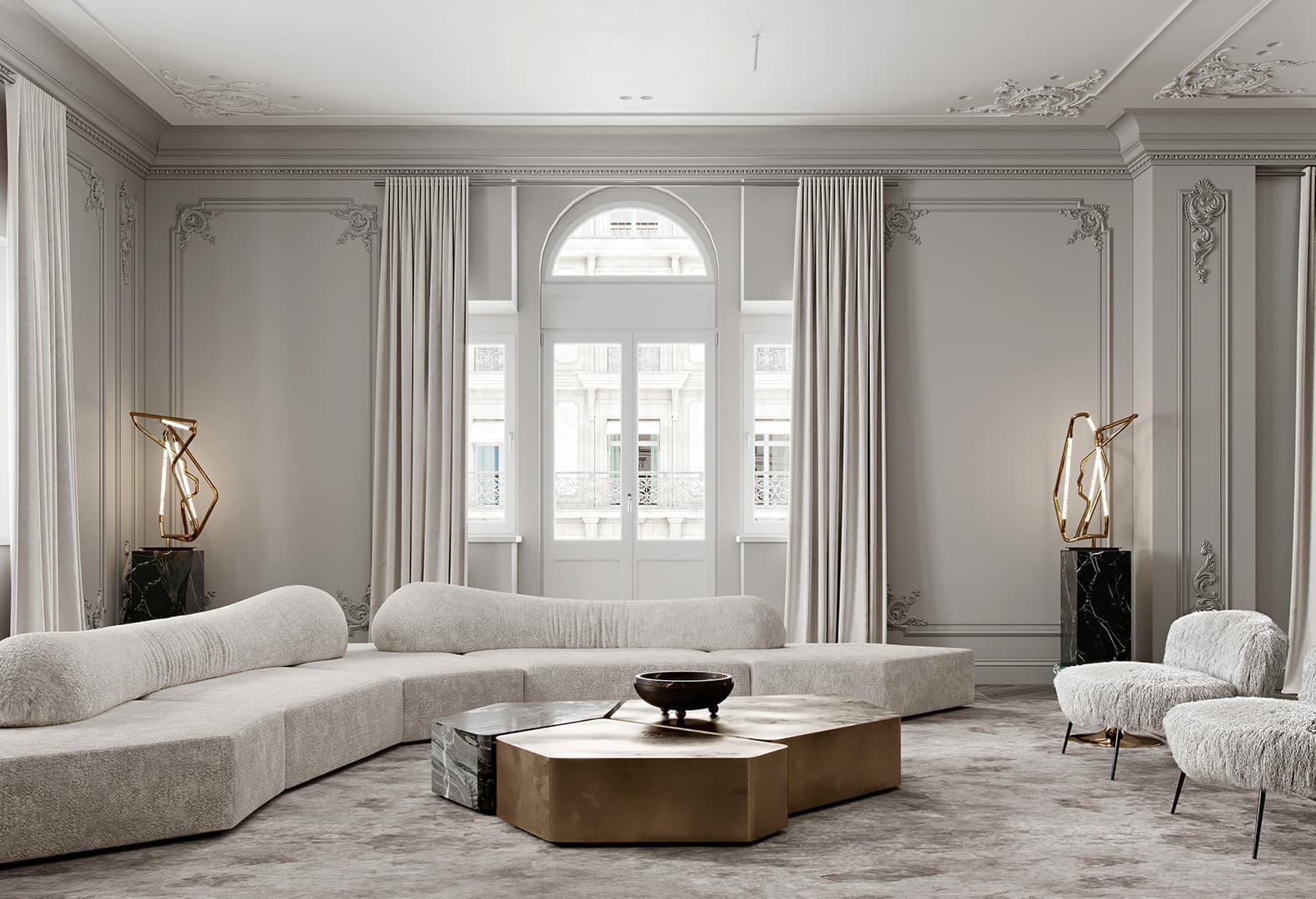 Диван On the Rocks, Edra, кресла Baxter. Проект Gray and Rough. Дизайн: Ab-architects