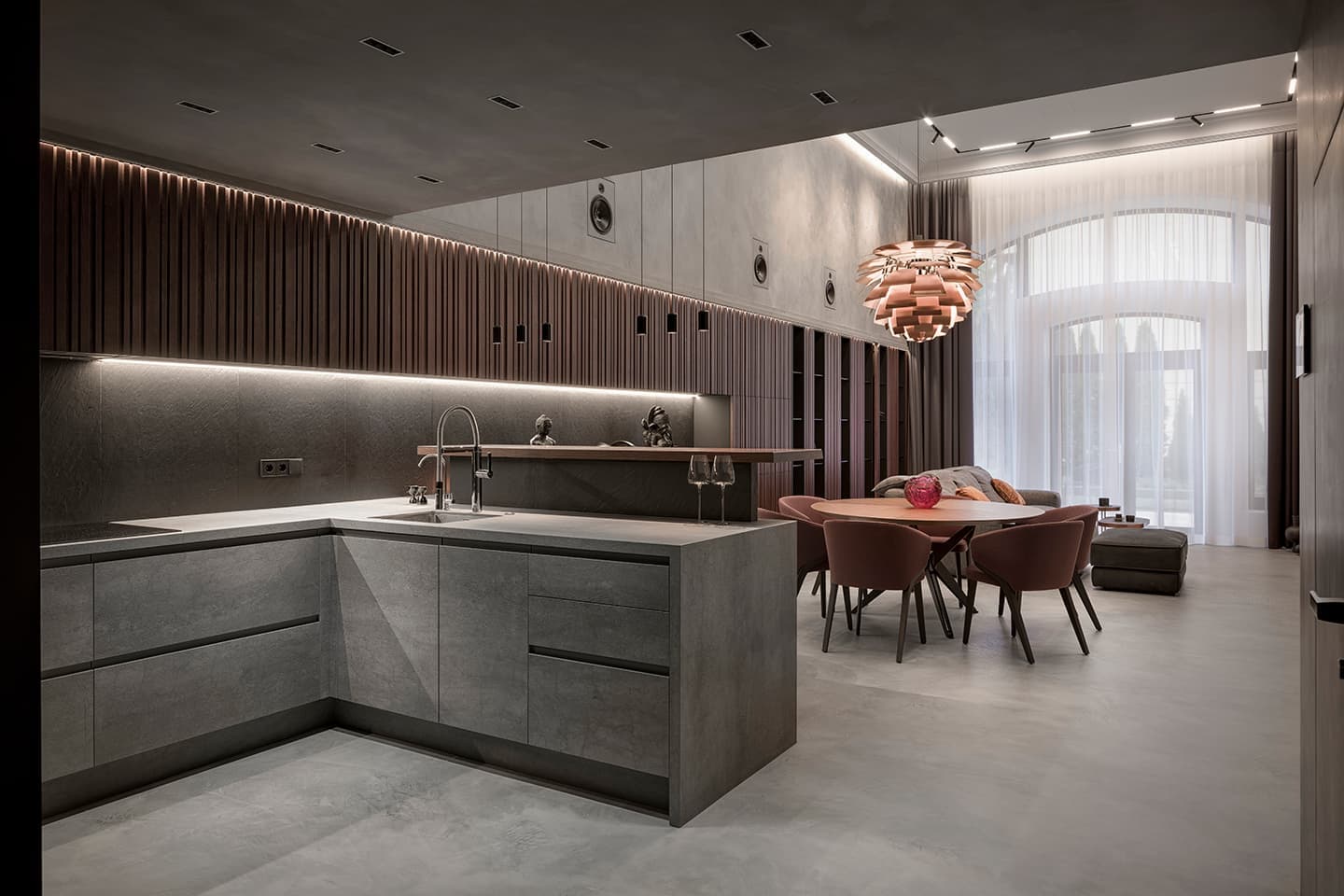 Квартира с просторной гостиной и комнатой для йоги – проект Bureau O.S.A. Design