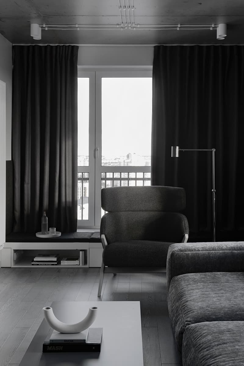 Монохромная квартира в черно-белых тонах — проект KONONOV Studio
