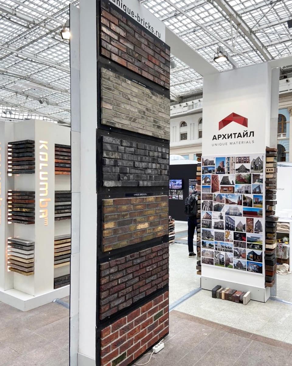 Стенд компании «АРХИТАЙЛ» на выставке АРХ Москва 2020. Фото: Архитайл Уникальные Материалы