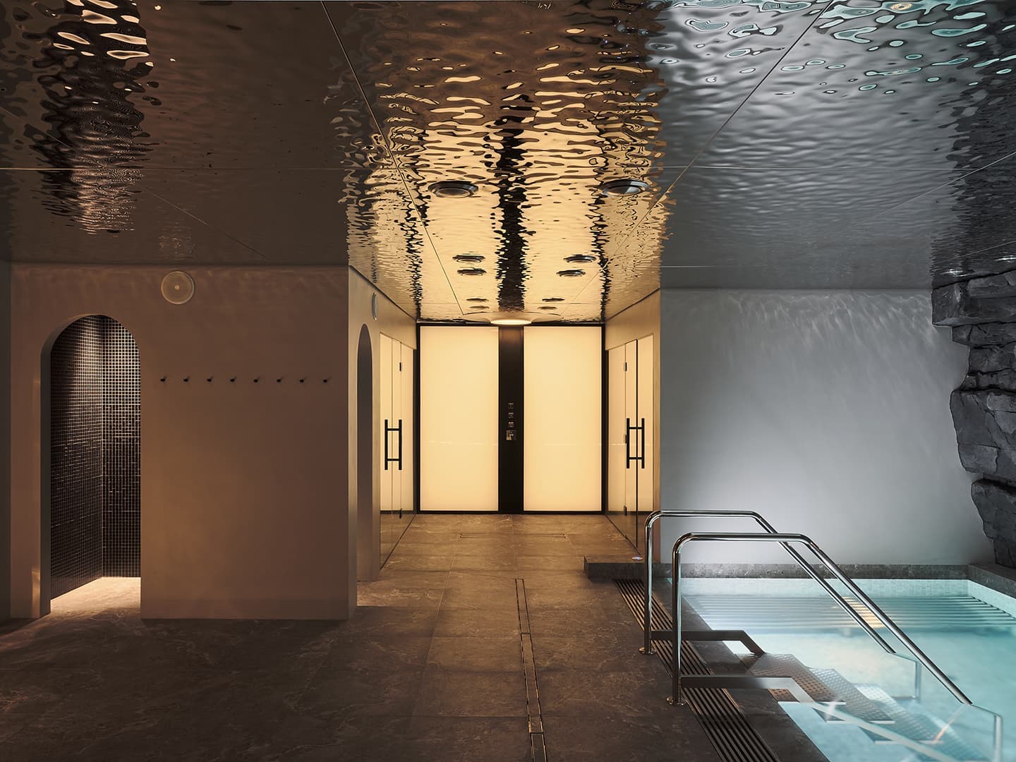 Интерьер подземного SPA-центра, вдохновленный горным озером – проект Levkovich Architects