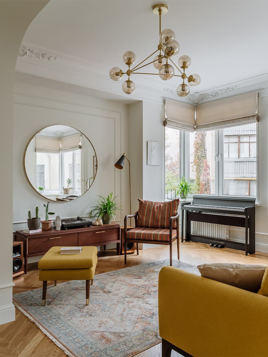 Интерьер, вдохновленный работами художника-абстракциониста Юрия Злотникова – проект Татьяны Красиковой