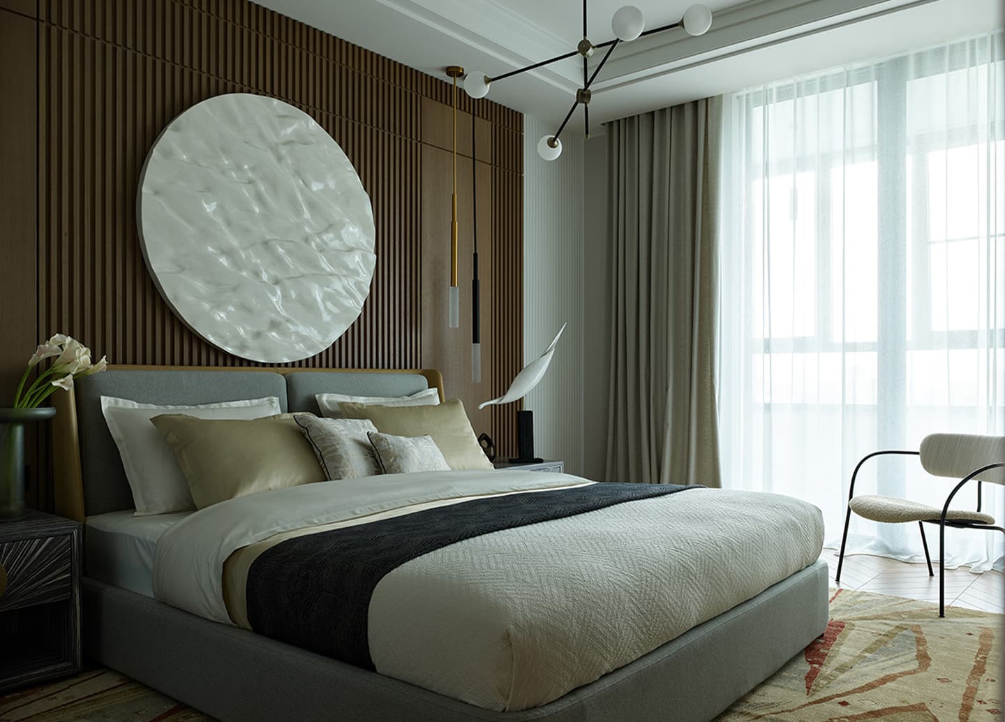 Интерьер квартиры в стиле контемпорари с настоящим камином – проект студии ARCHBUTIK