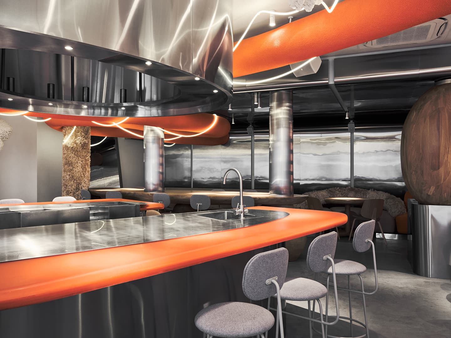 Провокационный интерьер рыбного ресторана – проект DA bureau