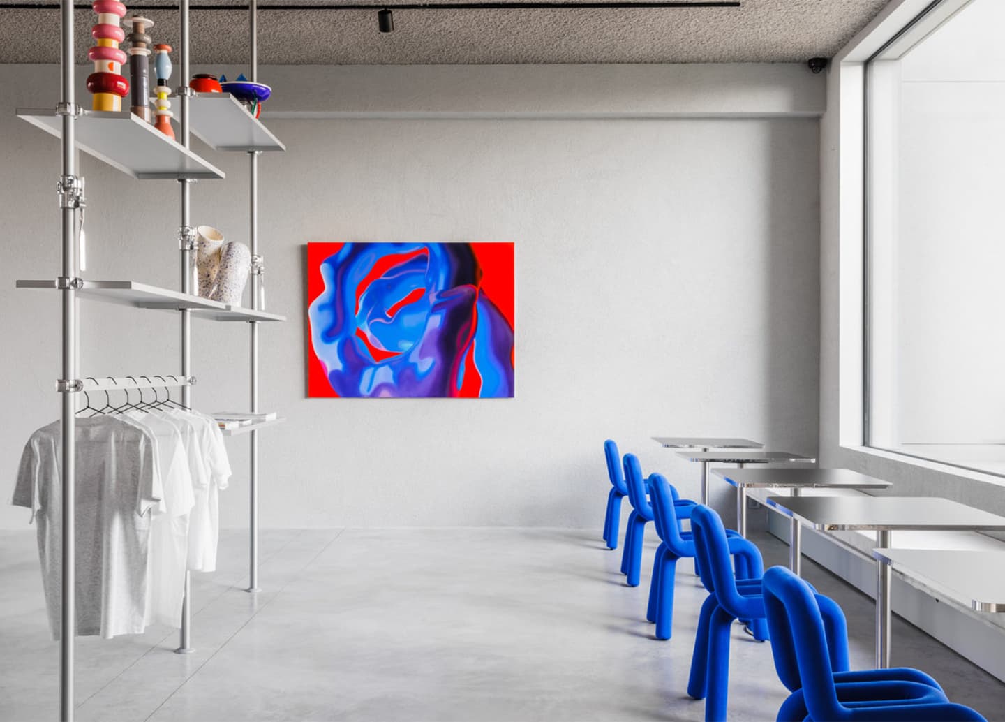 Бетон, сталь и яркая мебель в интерьере галереи современного искусства – проект 5AM Studio