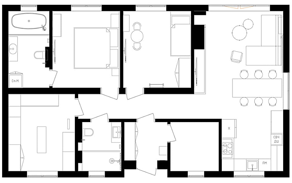 Расслабляющий интерьер загородного дома с видом на сосны – проект Design Buro Marsala