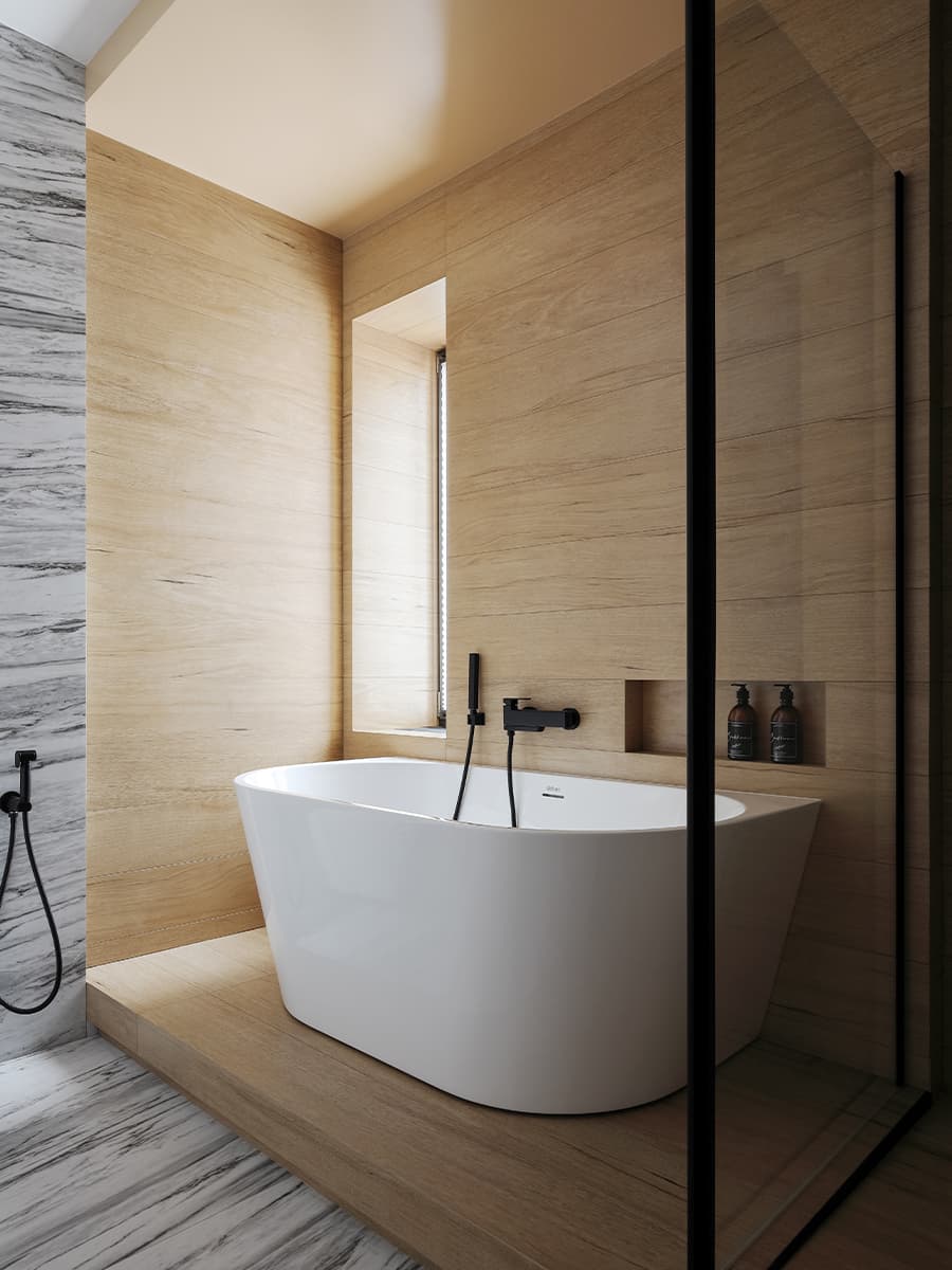 Контрастный интерьер с архитектурным зонированием для любителей путешествий – проект студии A&ES