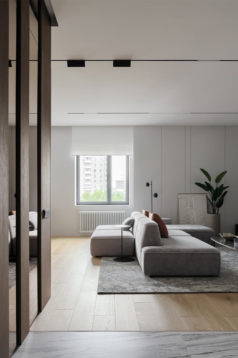 Контрастный интерьер с архитектурным зонированием для любителей путешествий – проект студии A&ES