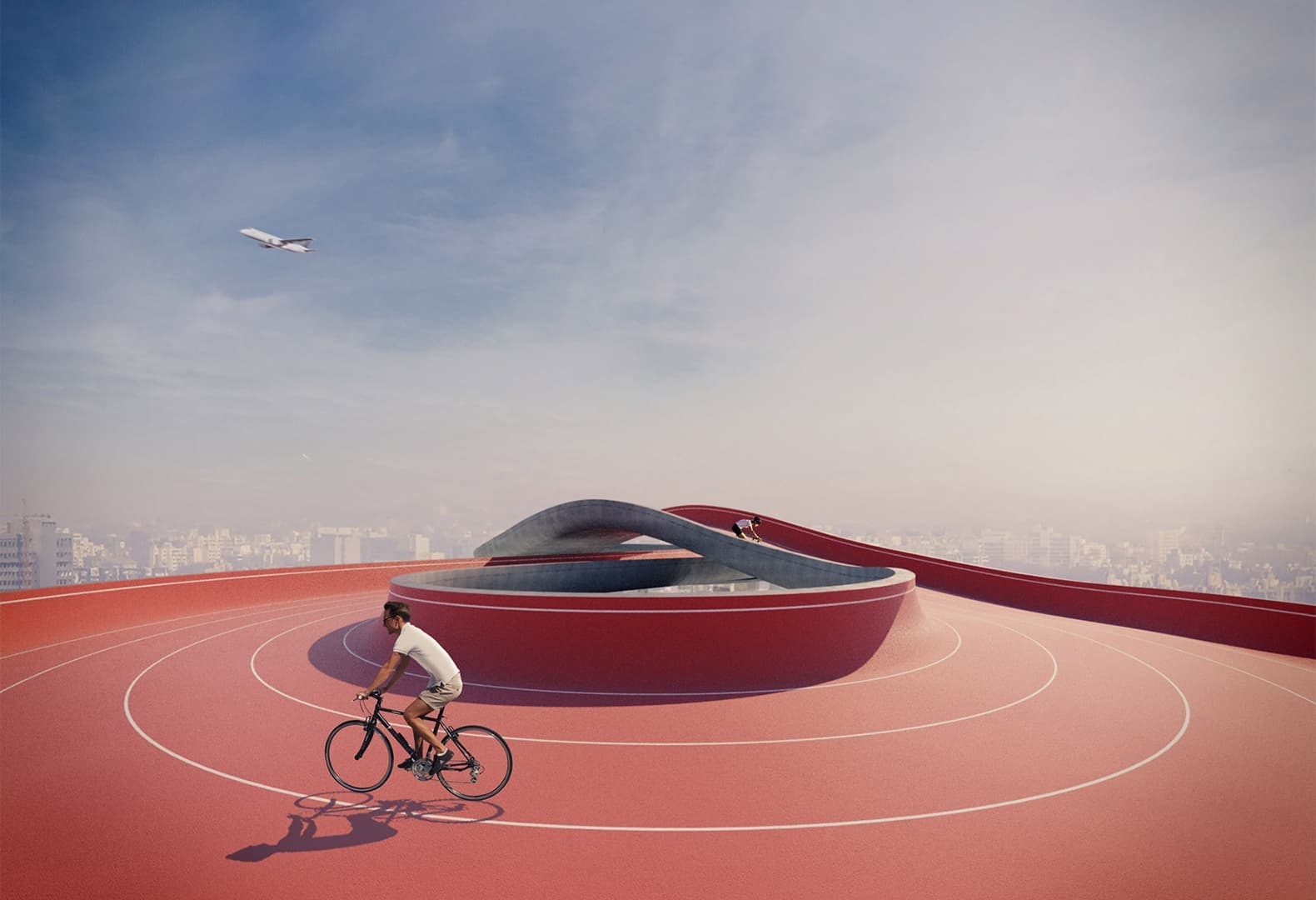 Велодорожка на крыше школы, архитектурная студия Nudes. Рендеры: Nudes