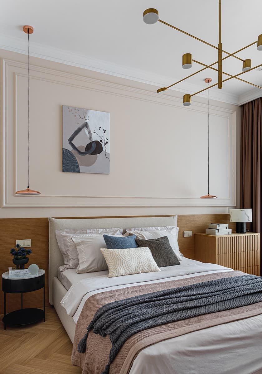 Мягкий интерьер квартиры для девушки с двумя кошками — проект студии Marta-Kosta