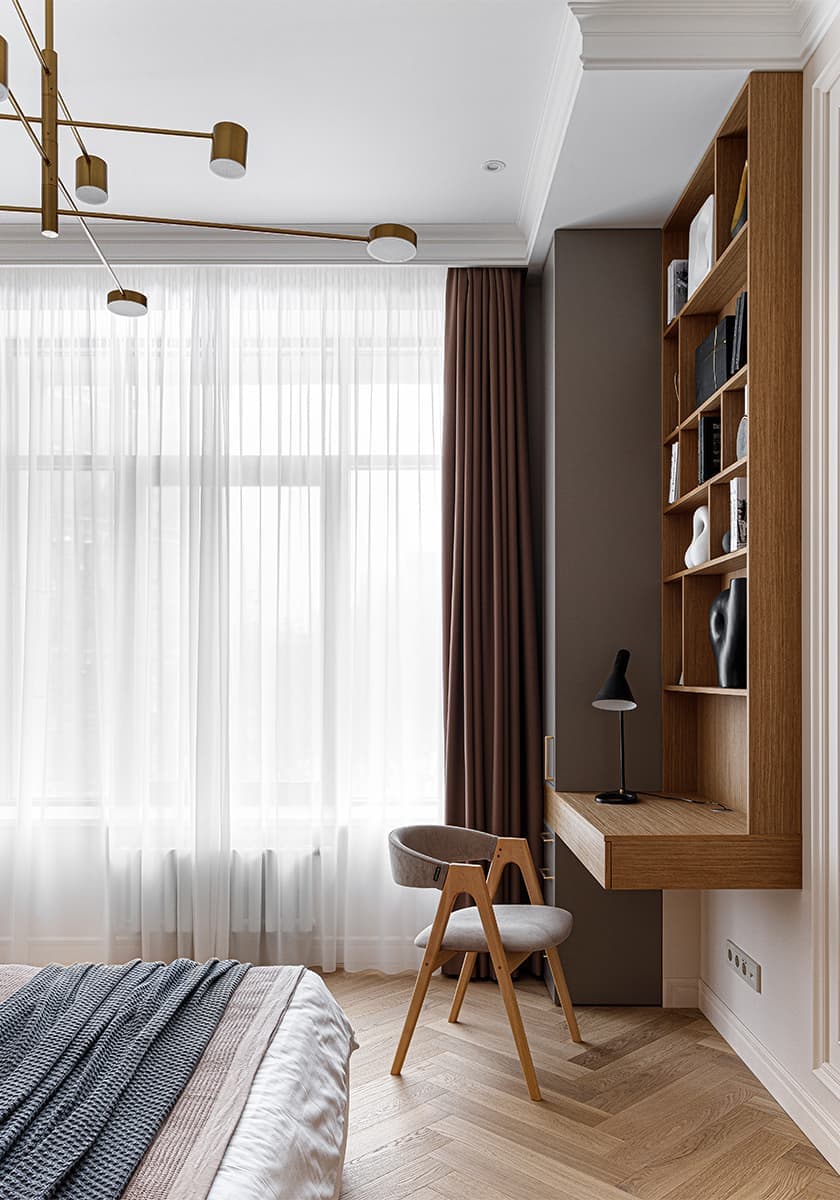 Мягкий интерьер квартиры для девушки с двумя кошками — проект студии Marta-Kosta