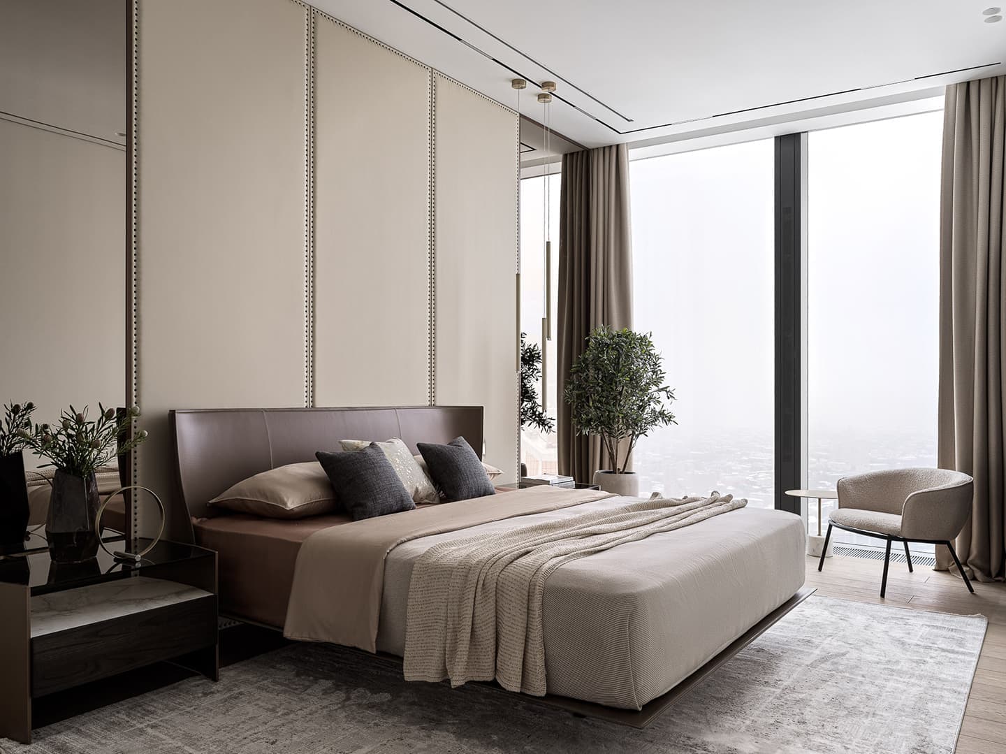 Премиальные материалы и умное зонирование в интерьере квартиры на 64-м этаже небоскреба — проект Анастасии Дэйви и Натальи Шибановой