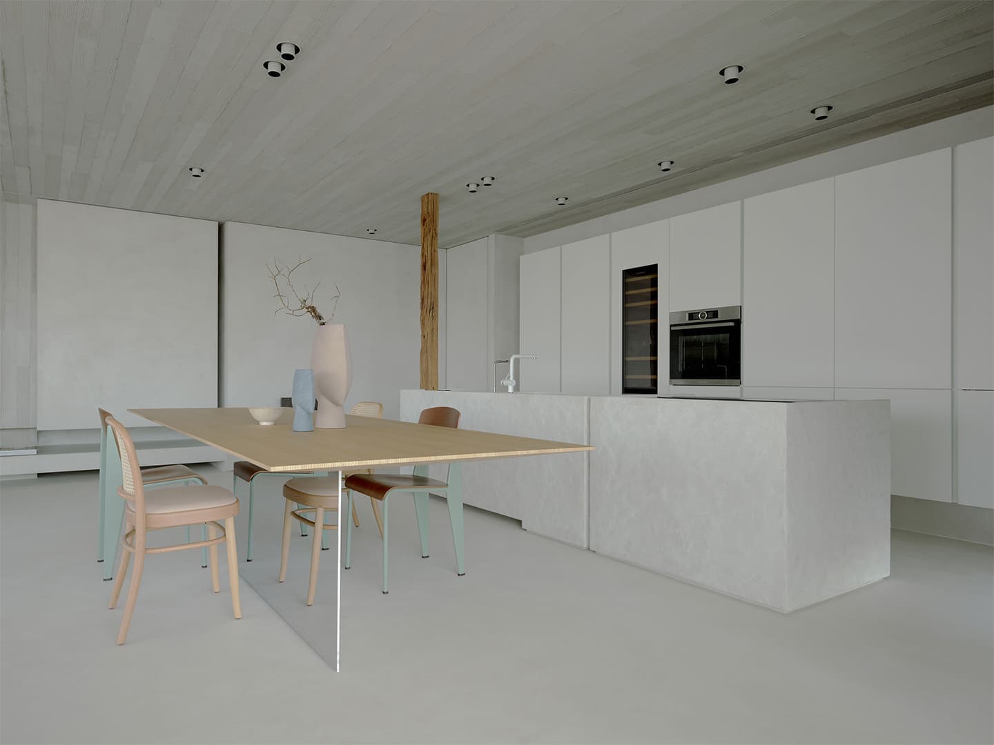 Оттенки Востока: бетон, обожженное дерево и современная мебель в лаконичном интерьере квартиры — проект студии Wei Yi International Design Associates