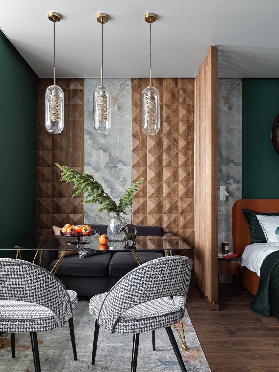 Уютный интерьер компактной квартиры в зеленых тонах — проект Анны Луцкевич