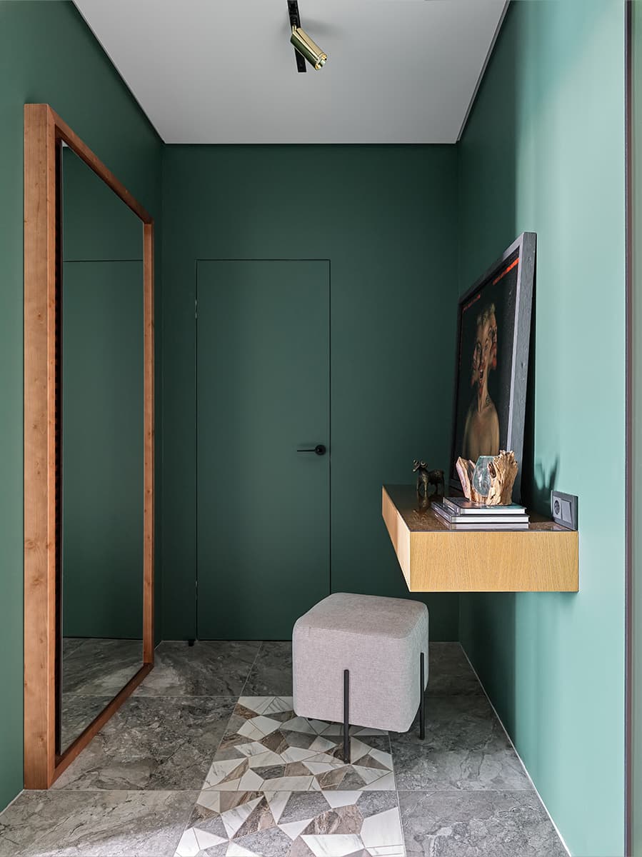 Уютный интерьер компактной квартиры в зеленых тонах — проект Анны Луцкевич