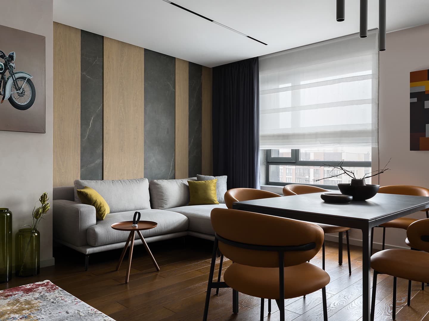 Гармоничный интерьер просторной квартиры в теплой цветовой гамме — проект Ольги Писарьковой